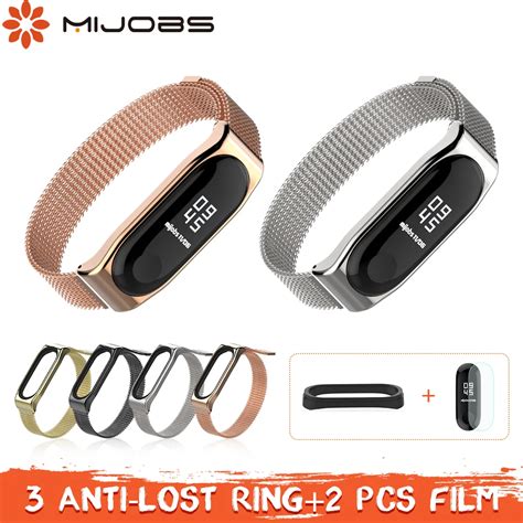 Mijobs Magnetic Mi Band 3 Strap Metal Bracelet For Xiaomi Mi Band 3