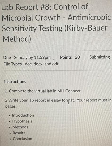 Solved Lab Report Control Of Microbial Growth Ant