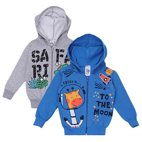 Kit 2 Casacos Infantil Capuz e Zíper de Menino do 1 ao 8 Inverno