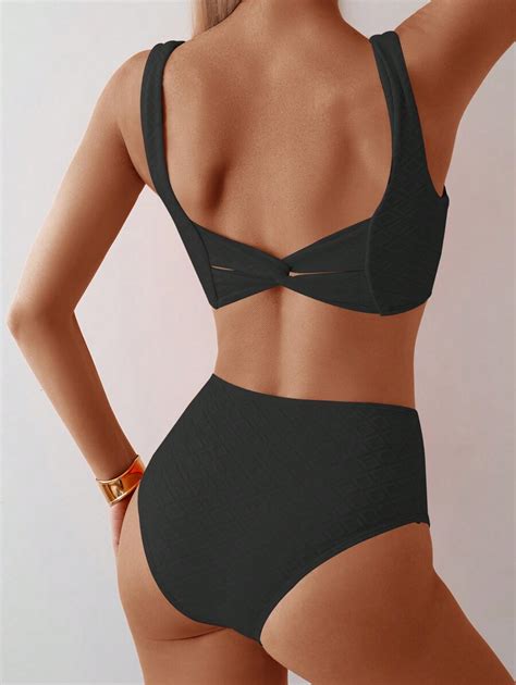 Shein Swim Conjunto De Bikini Sexy De Unicolor Para Mujer Ropa De