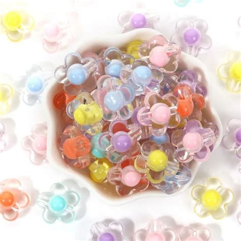 Jual 10 Gr Mote DAISY FLAT CLEAR Isi Warna Inside Color Beads Manik