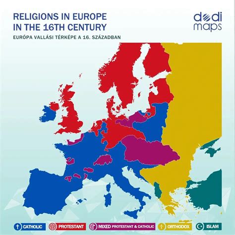 Religions In Europe In The 16th Centuryby Dodimaps