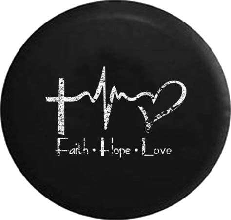 Distressed Faith Hope Love Cross Heart Ekg Jesus Religious Jeep Camper Spare Tire Cover U142