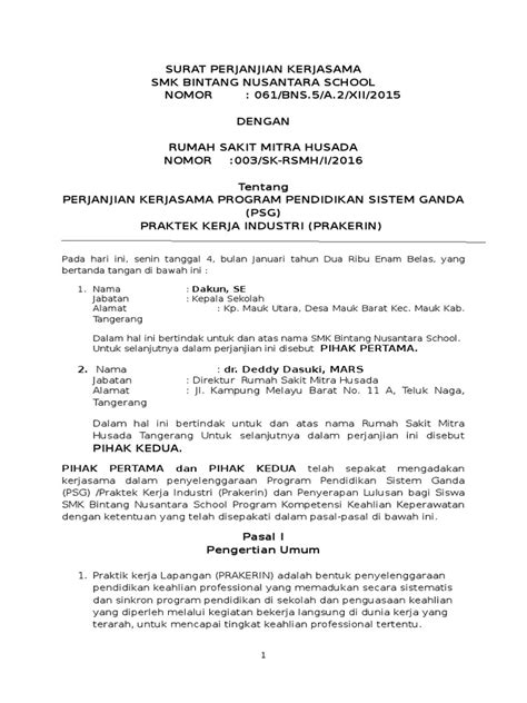 Surat Perjanjian Kerjasama Pdf