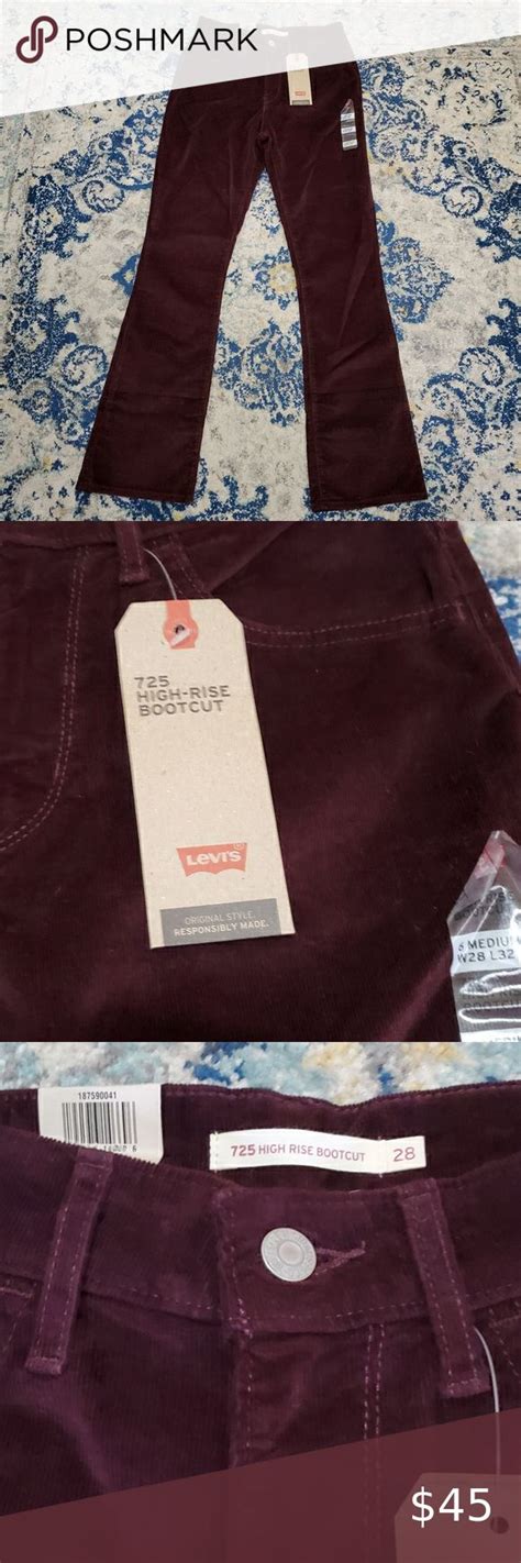 Levi S Corduroy Pants High Rise Bootcut Malbex Red Merlot Wine Or