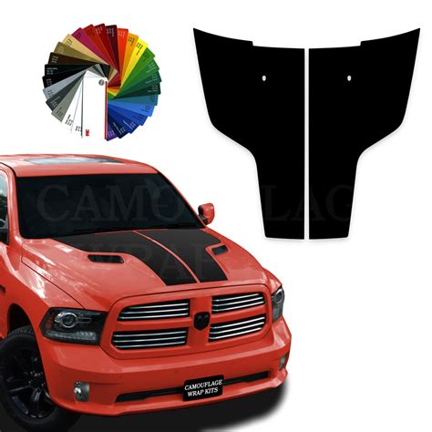 Dodge Ram Hood Stripes Blackout Graphic Decals 2009-2017 - Camouflage Wrap Kits