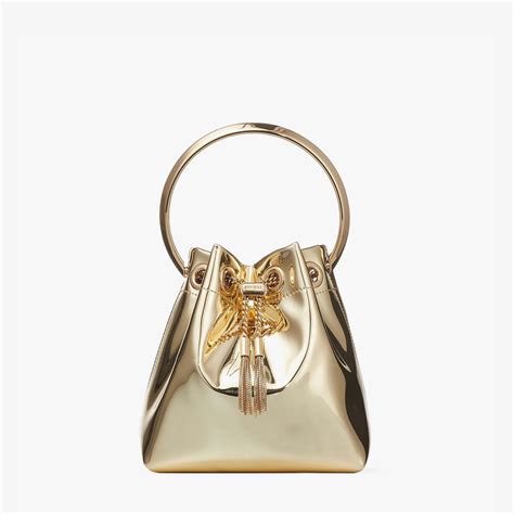 Gold Mirror Fabric Mini Bag With Metal Handle Bon Bon Winter 2021