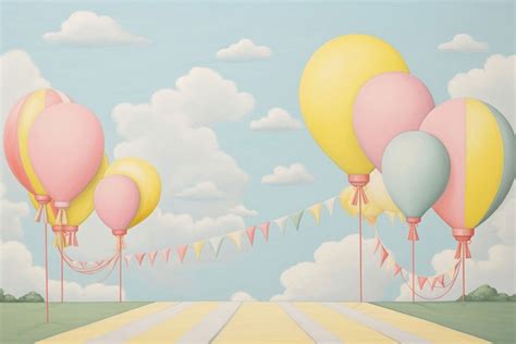 Painting balloon border backgrounds transportation | Free Photo ...