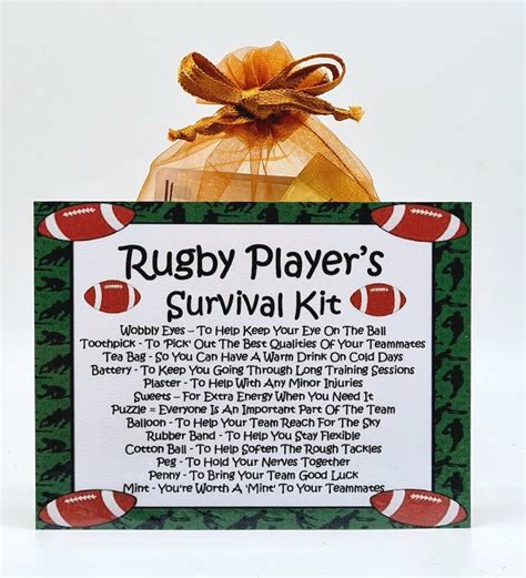 Rugby Player S Survival Kit Fun Novelty Gift Card Etsy Uk