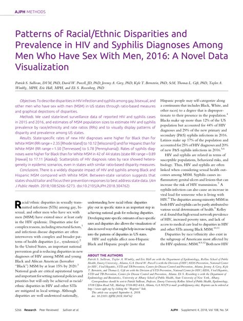 Pdf Patterns Of Racialethnic Disparities And Prevalence In Hiv And Syphilis Diagnoses Among