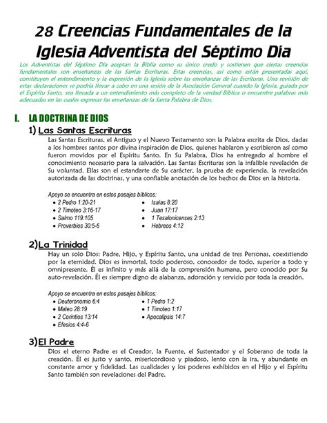 28 Creencias Fundamentales De La Iglesia Adventista Del Sptimo Da 1