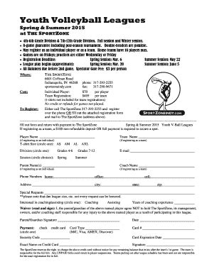 Fillable Online Youth Volleyball Leagues Fax Email Print PdfFiller