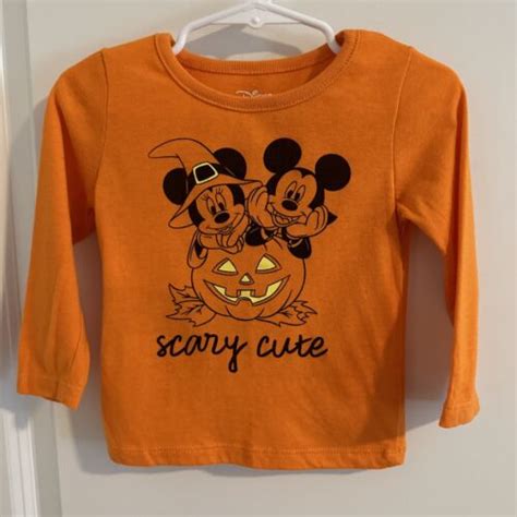 Girls 18 Mo Mickey And Minnie Mouse Halloween Orange T Shirt Pumpkin