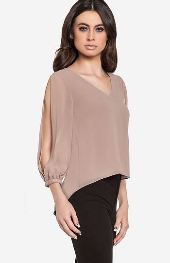 Split Sleeve Blouse In Mauve Dailylook