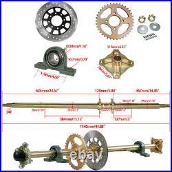 Go Kart Rear Axle Kit Complete Wheels Brake Disc Sprocket Steering