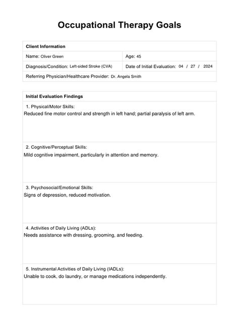 Occupational Therapy Goals & Example | Free PDF Download