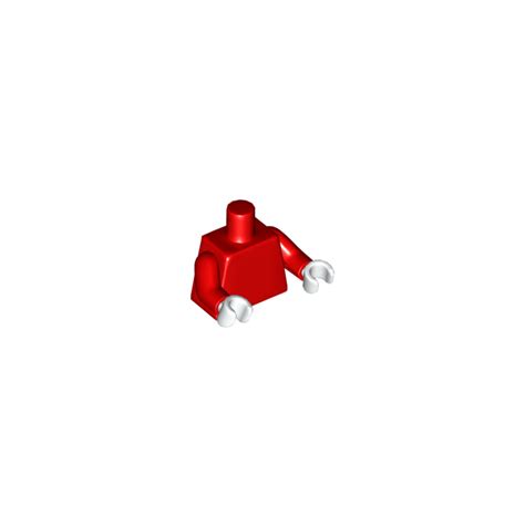 Lego Red Minifigure Torso Undecorated With Red Arms And White Hands