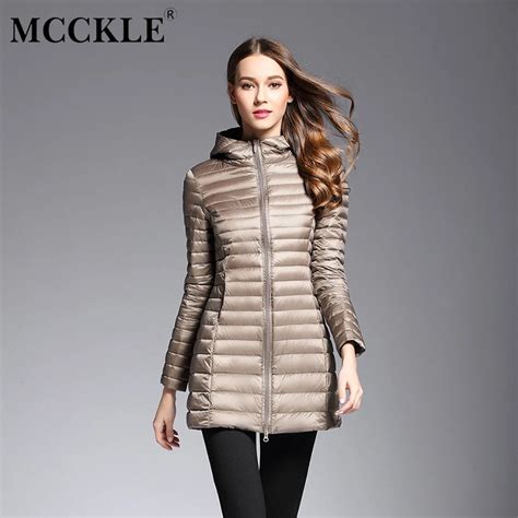 Mcckle 2018 Autumn Winter Women Long Down Coats Plus Size Ultra Light