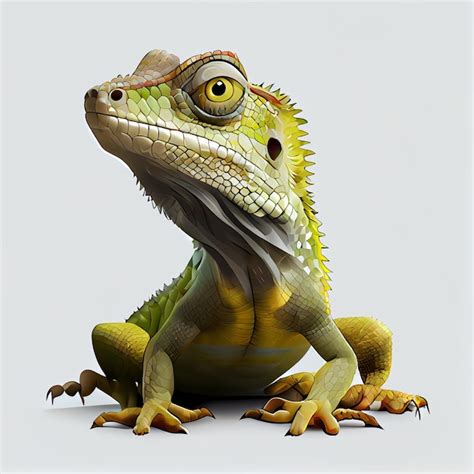 Premium Photo Cute Cartoon Lizard Character D Animation On White