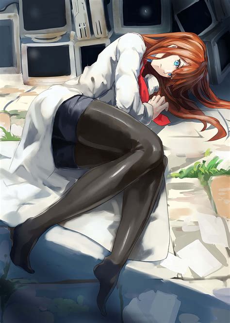 1920x1080px 1080p Free Download Steinsgate Anime Girls Makise Kurisu Blue Eyes Thighs