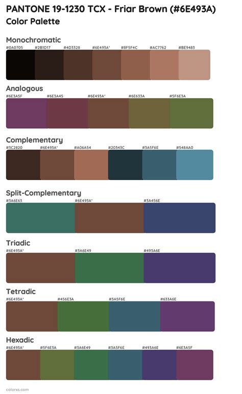 Pantone Tcx Friar Brown Color Palettes Colorxs