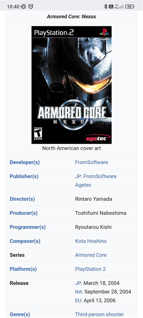 Hustler One On Twitter Armored Core Nexus Came Out Years Ago Though