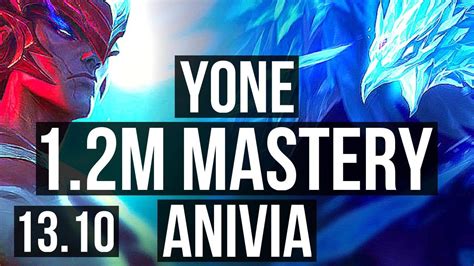 YONE Vs ANIVIA MID 5 0 4 1 2M Mastery 500 Games KR Master 13