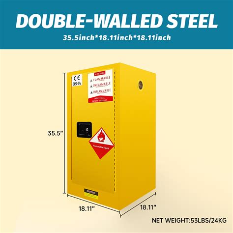 Flammable Storage Cabinet, Galvanized Steel Safety Cabinet with ...