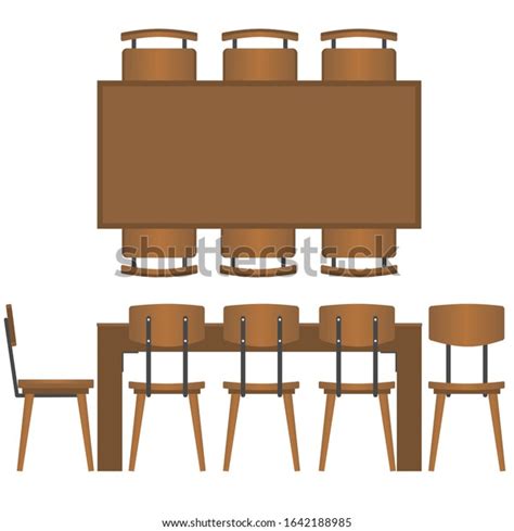 Brown Dining Table Set Vector Illustration Stock Vector Royalty Free