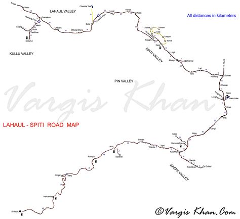 Lahaul Spiti Road Map With Distances Vargis Khan