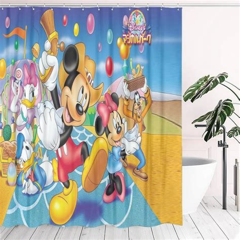 Mickey Mouse Shower Curtain With Hooks Design Bathroom Showers