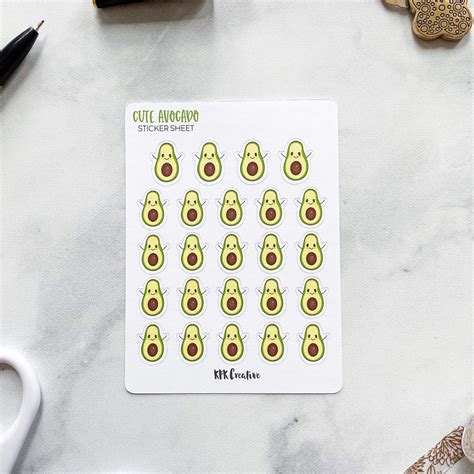 Cute Avocado Stickers Happy Avocado Stickers Planner - Etsy