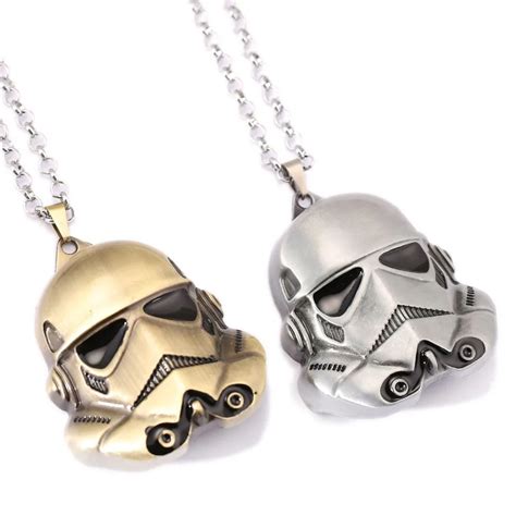 Star Wars Necklace Men Mask Stormtrooper Pendant Necklace Silver Plated