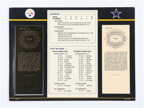 Super Bowl X Commemorative X Score Card Display With Kt Gold