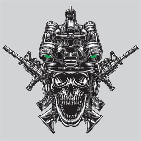 The Skull Uses A Special Tactical Helmet And Weapons 13138988 Vector