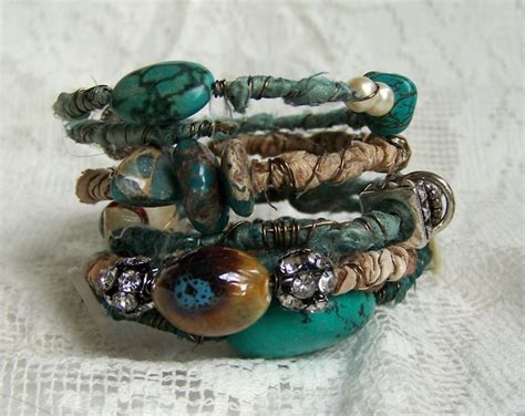 Handmade Gypsy Bangle Bracelet Stack Wire Wrapped Boho Etsy