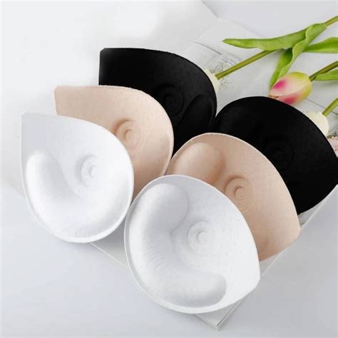 Pair Comfy Triangle Sponge Bikini Bra Pads Inserts Removeable Push