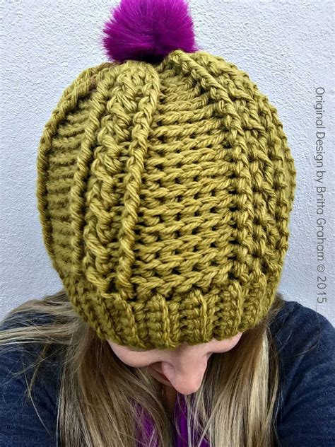 Womens Cable Beanie Crochet Pattern For Chunky Yarn No250 Etsy