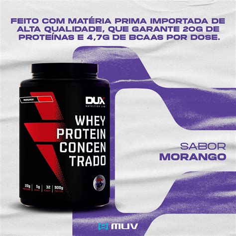 Whey Protein Concentrado Morango 900g Dux Nutrition Lab MUV