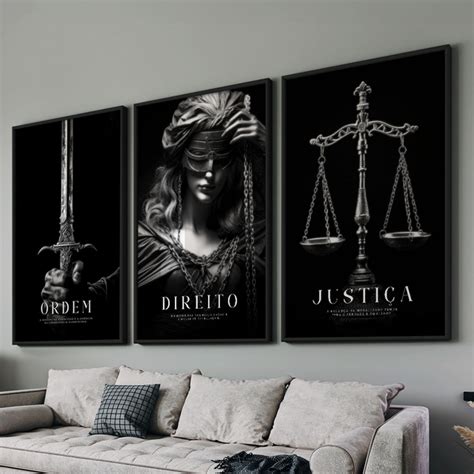 Kit 3 Quadros Decorativos Escritório Advocacia Direito Justiça e Or