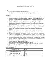 Lab Pdf Limiting Reactant And Percent Yield Lab Goal Learn To