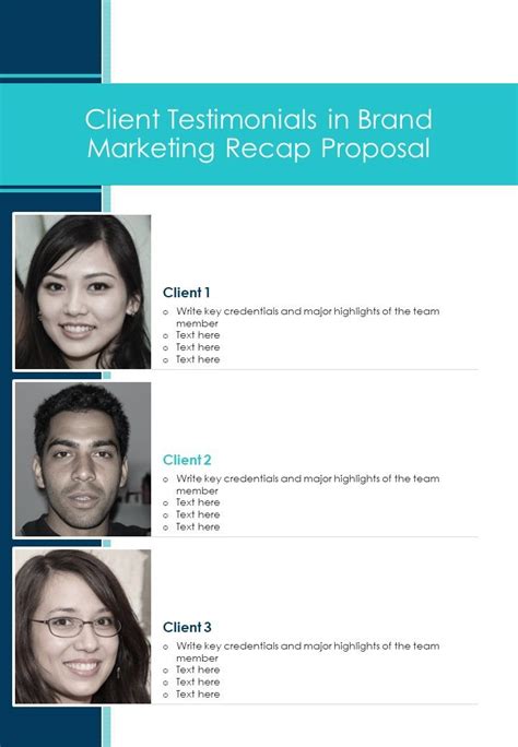 Client Testimonials In Brand Marketing Recap Proposal One Pager Sample