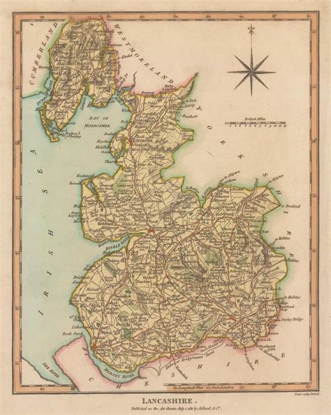 Old Map of Lancashire 1811 Rare Map Antique Map United - Etsy