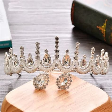 Snygga Fina Silver Metall Tillbeh R Kristall Rhinestone Tiara