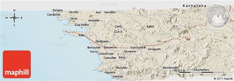 Shaded Relief Panoramic Map of Panaji