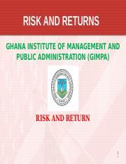 Lecture Risk And Returns Ppt Risk And Returns Ghana Institute Of