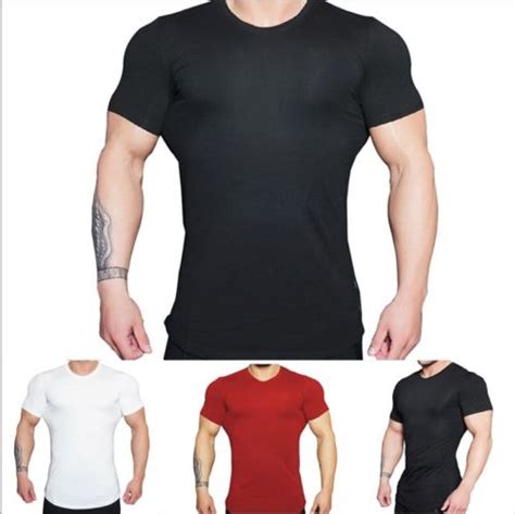 2018 New Brand Mens Slim Fit O Neck Short Sleeve Muscle Tee T Shirt