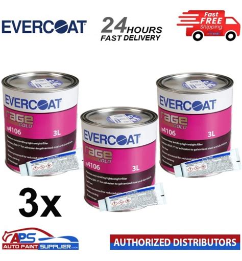 3 X Evercoat Rage Gold Polyester Body Filler With Bpo Hardener 3lt Fast Delivery