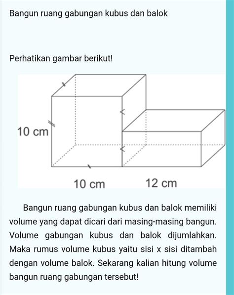 Cara Menghitung Volume Bangun Ruang Gabungan Kubus Dan Balok Contoh Soal Volume Kubus Dan