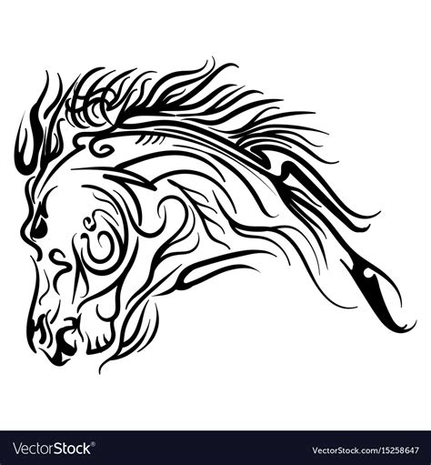 Line art horse head tattoo sketch Royalty Free Vector Image